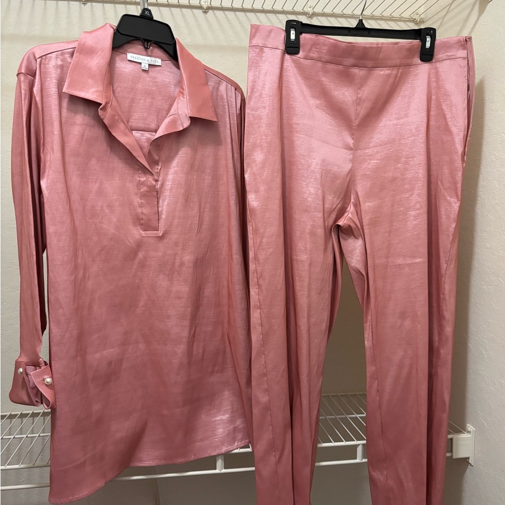 Rose Pink Satin Shirt and Pants Set